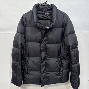 Lotto Italian Sport Design Puffer Long Jacket Zip & Snap‎ Ski Snow Men's L Black